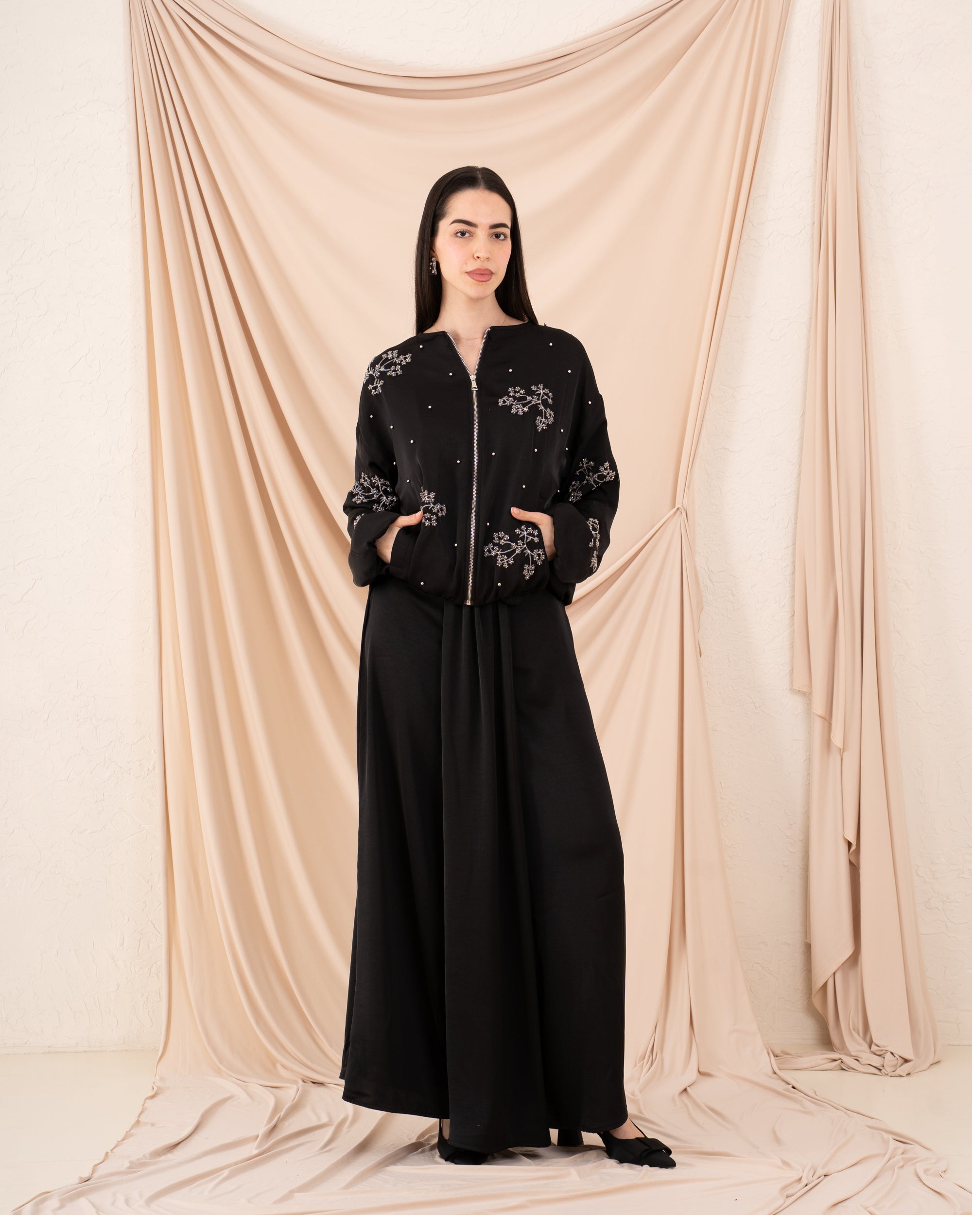 Women Embroidered Zip Up Jacket