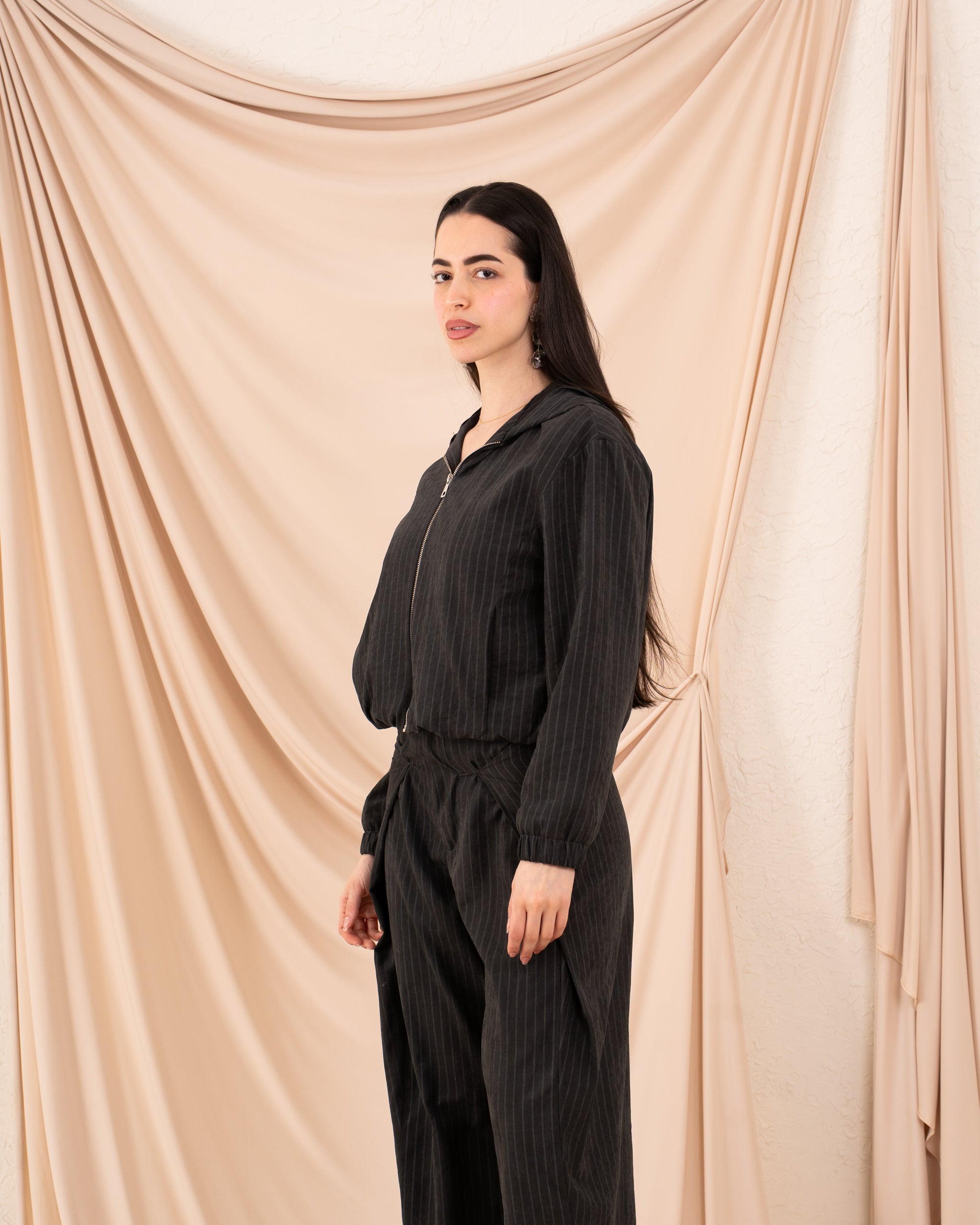 Women Striped Balloon Jacket