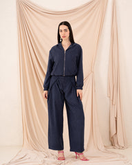 Women Striped Side Folds Pants