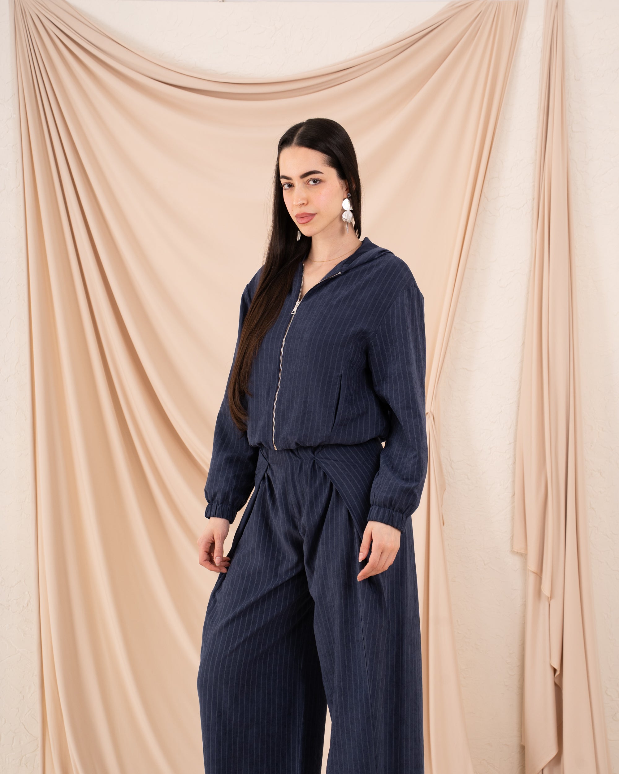 Women Striped Balloon Jacket