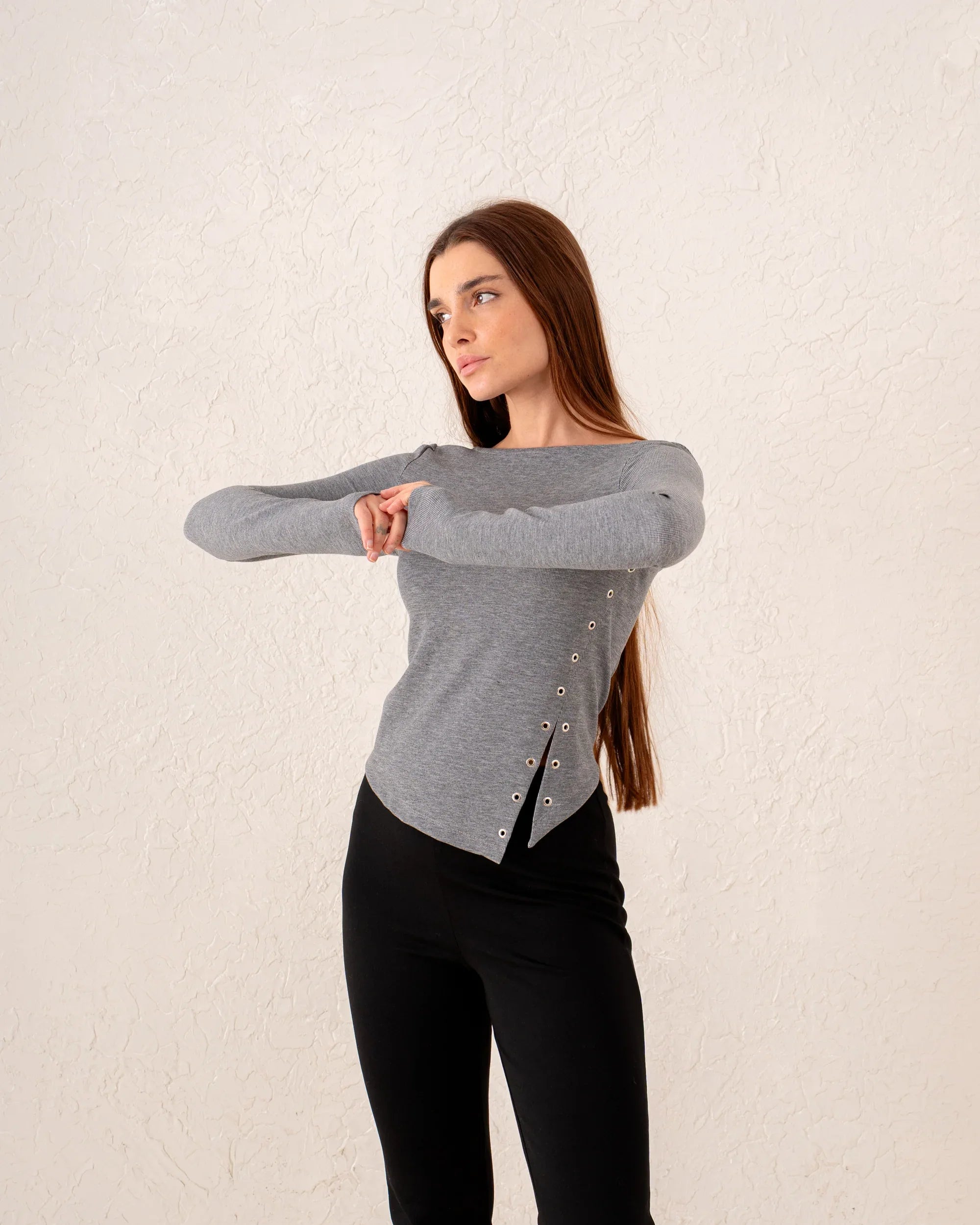 Women scoop neck slit top - Venti