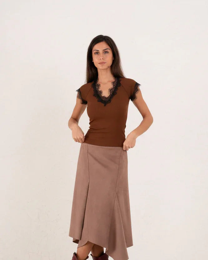 Women ribbed top with lace - Venti