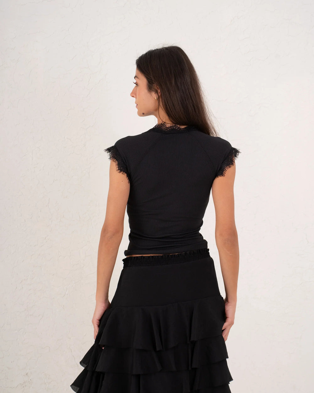 Women ribbed top with lace - Venti