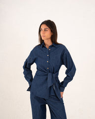Women denim wrap shirt