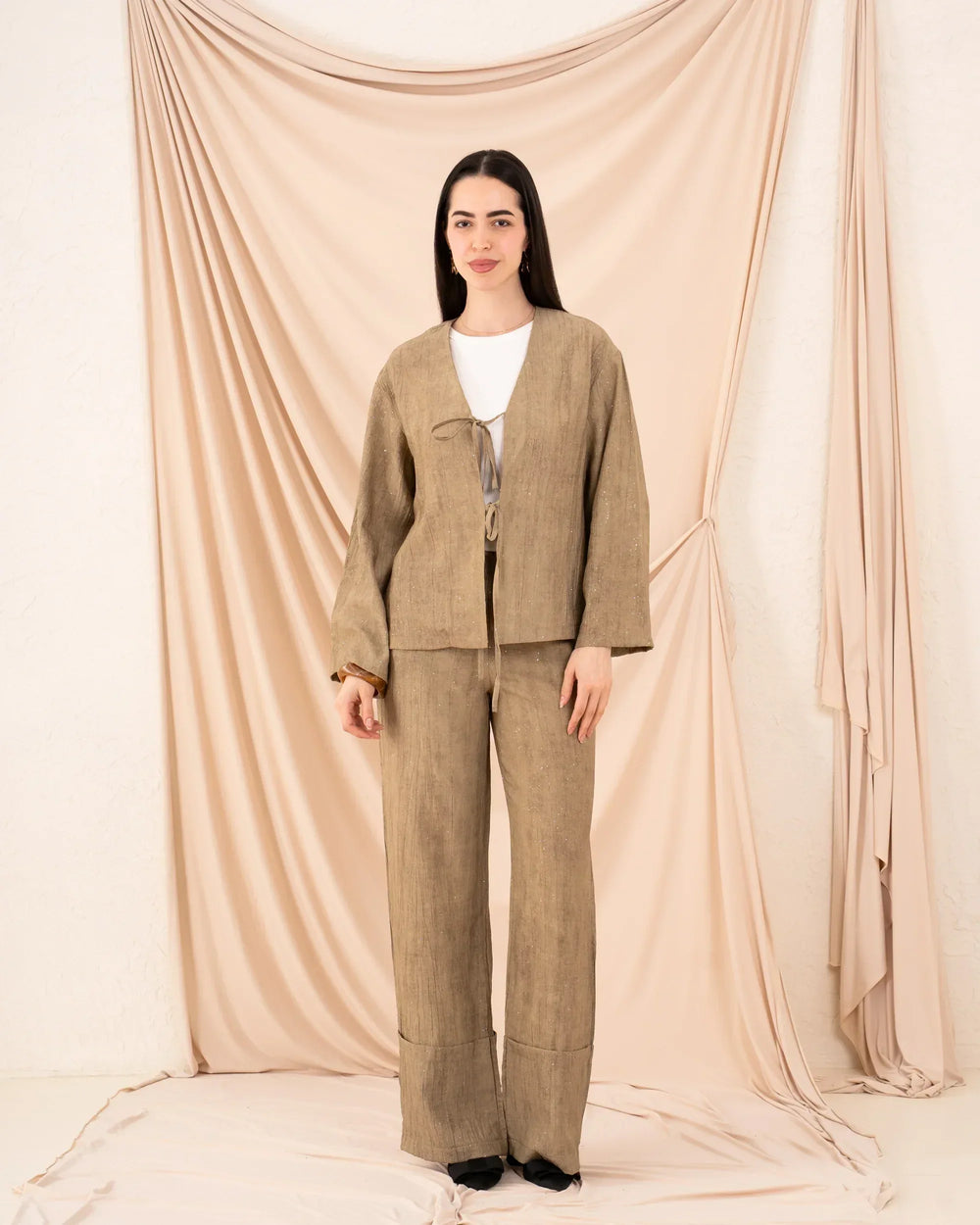 Women Glittered Tie Up Blouse - Venti