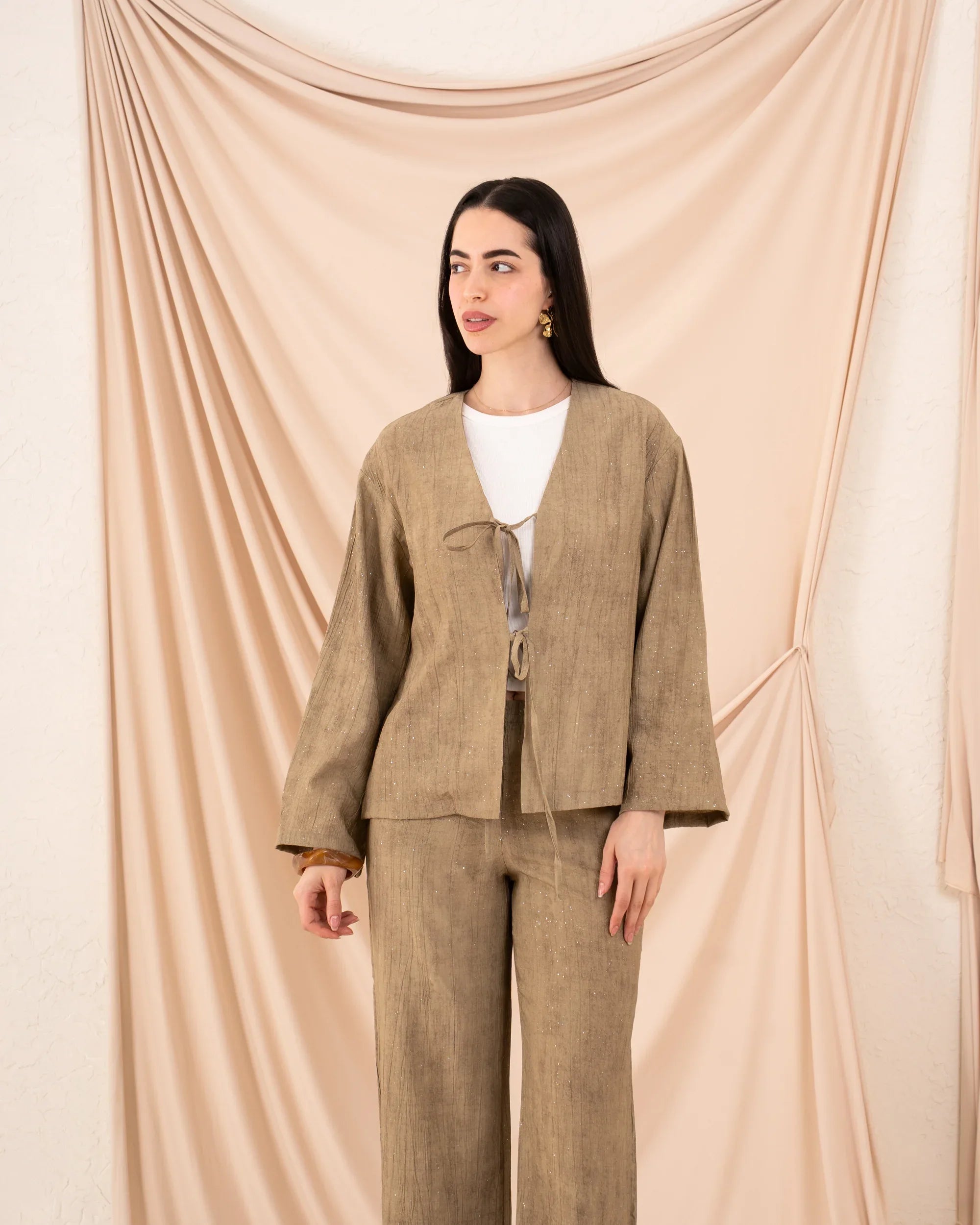 Women Glittered Tie Up Blouse - Venti