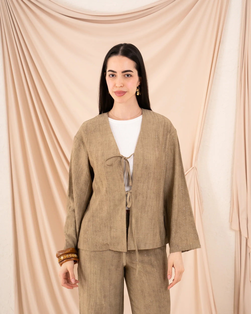 Women Glittered Tie Up Blouse - Venti