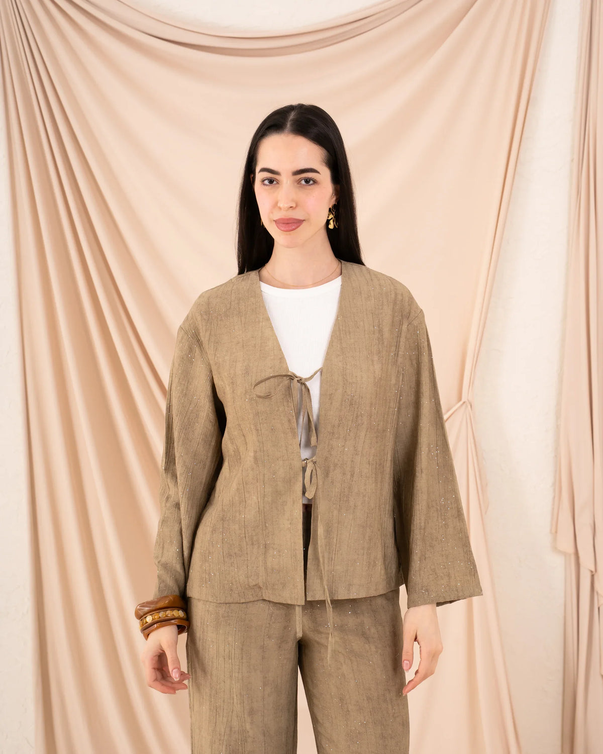 Women Glittered Tie Up Blouse - Venti