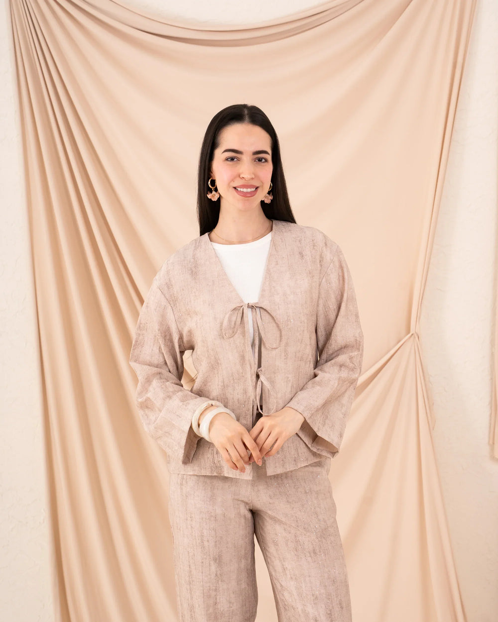 Women Glittered Tie Up Blouse - Venti