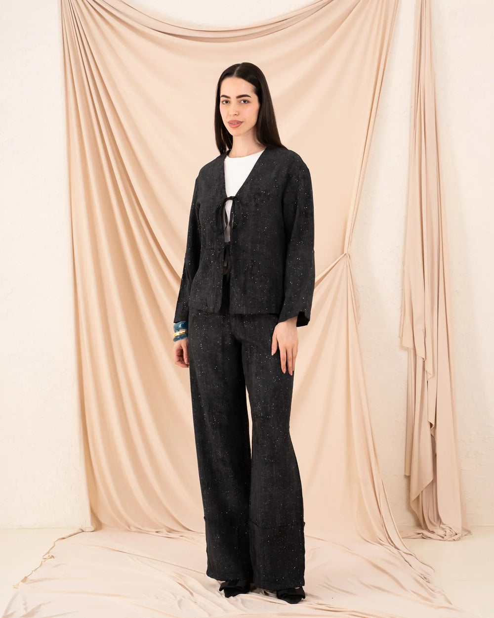 Women Glittered Tie Up Blouse - Venti