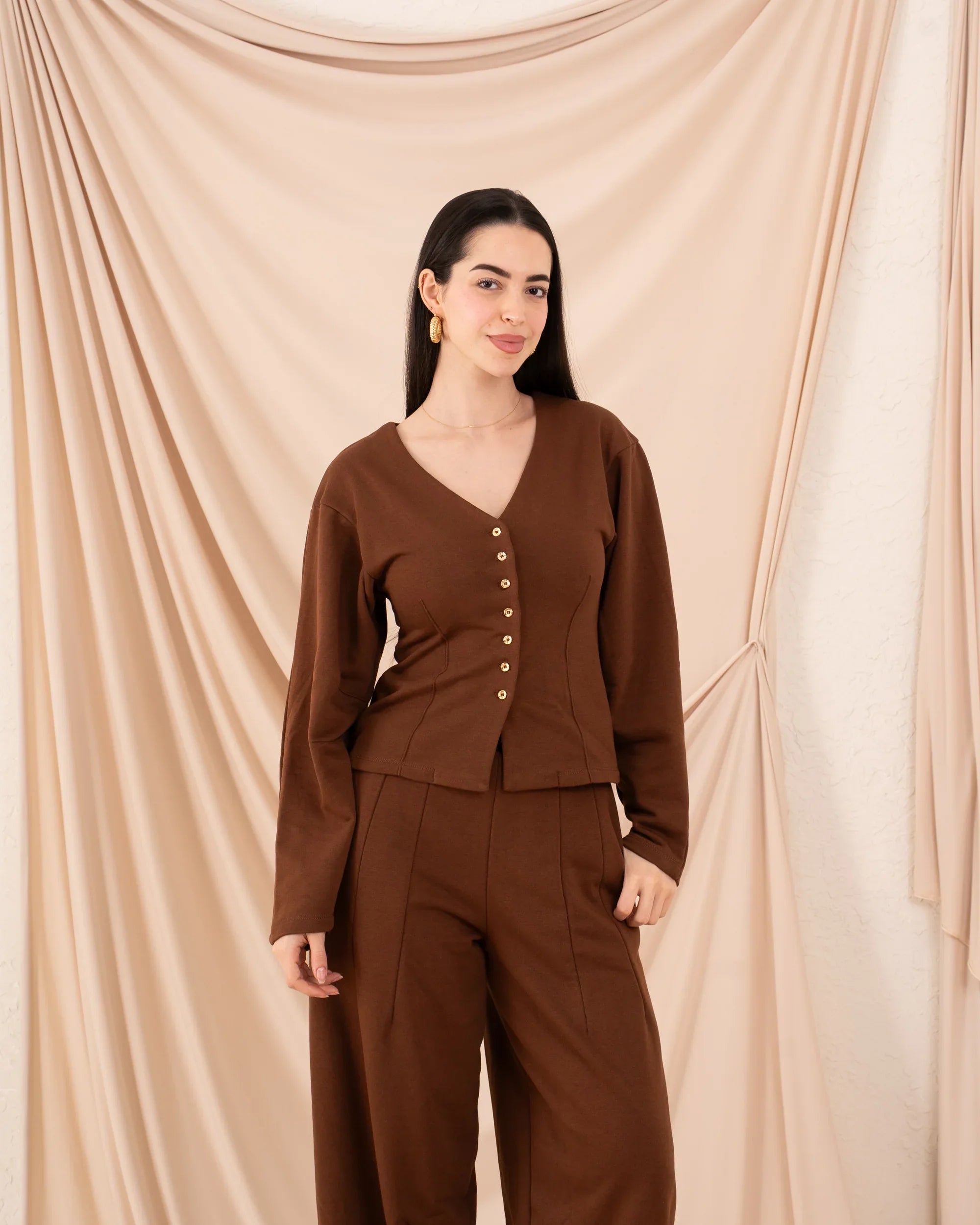 Women Fitted Buttoned Top - Venti