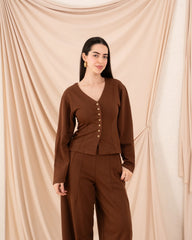 Women Fitted Buttoned Top - Venti