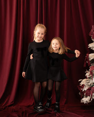 Velvet Bow Detail Long Sleeve Dress