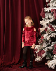 Velvet Cutout Shoulder Dress - Venti