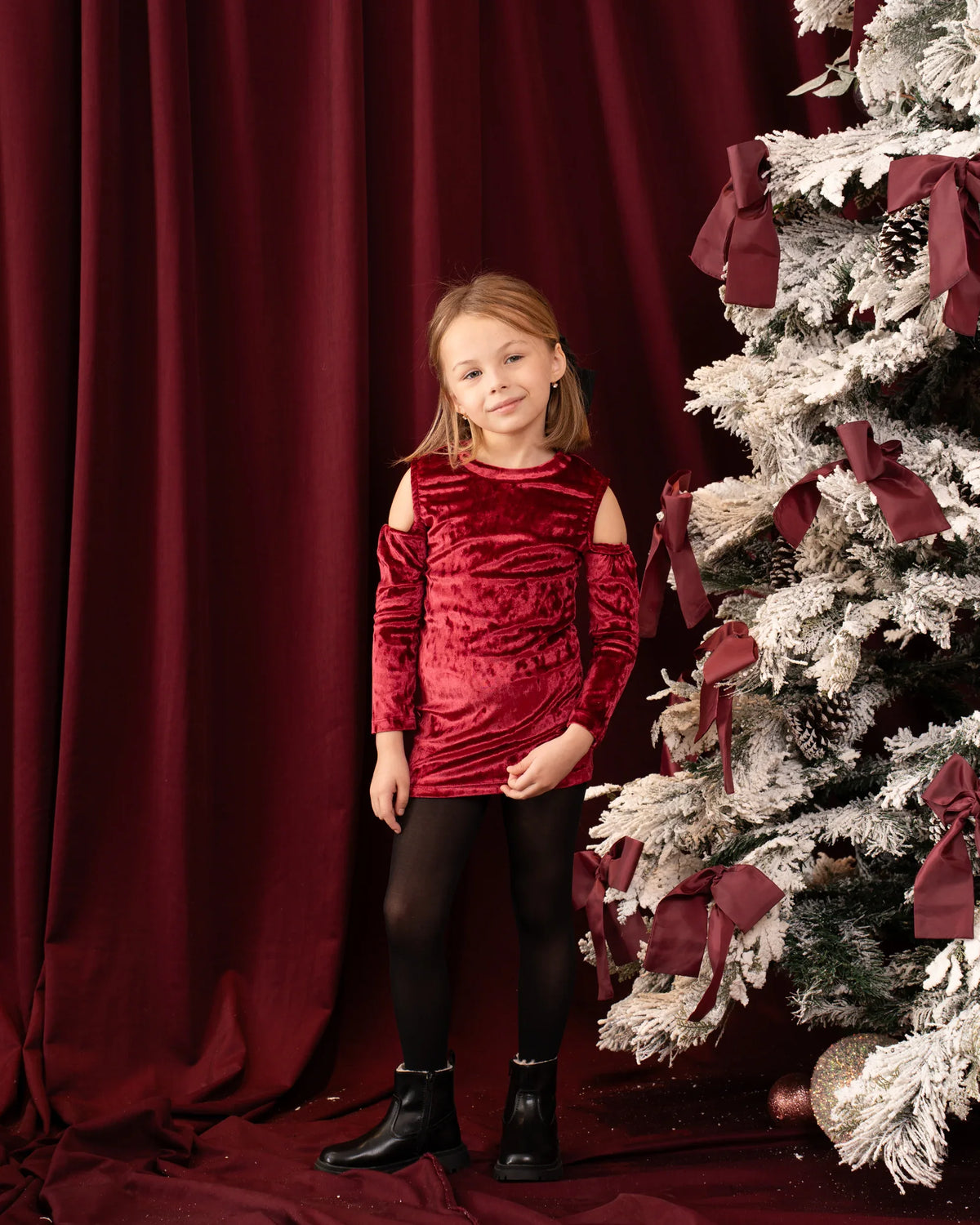 Velvet Cutout Shoulder Dress - Venti