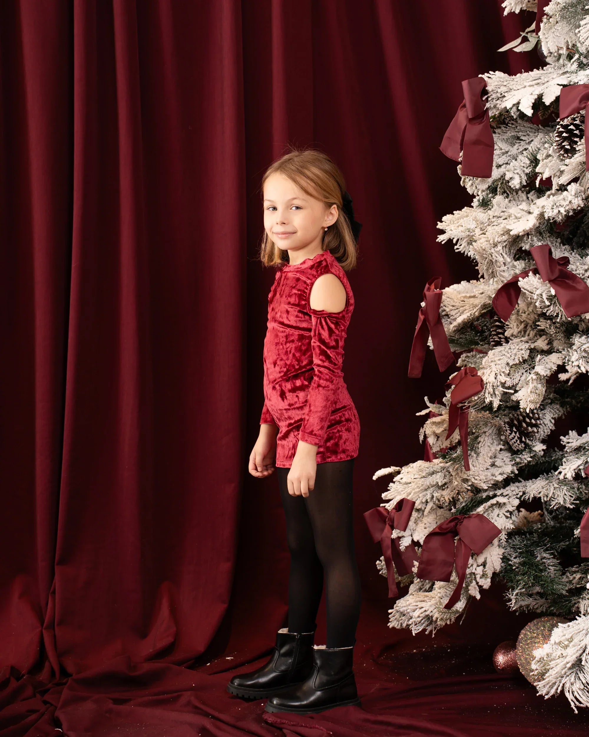 Velvet Cutout Shoulder Dress - Venti