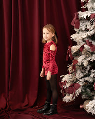 Velvet Cutout Shoulder Dress - Venti