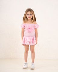 Girl pop out flower ruffle dress