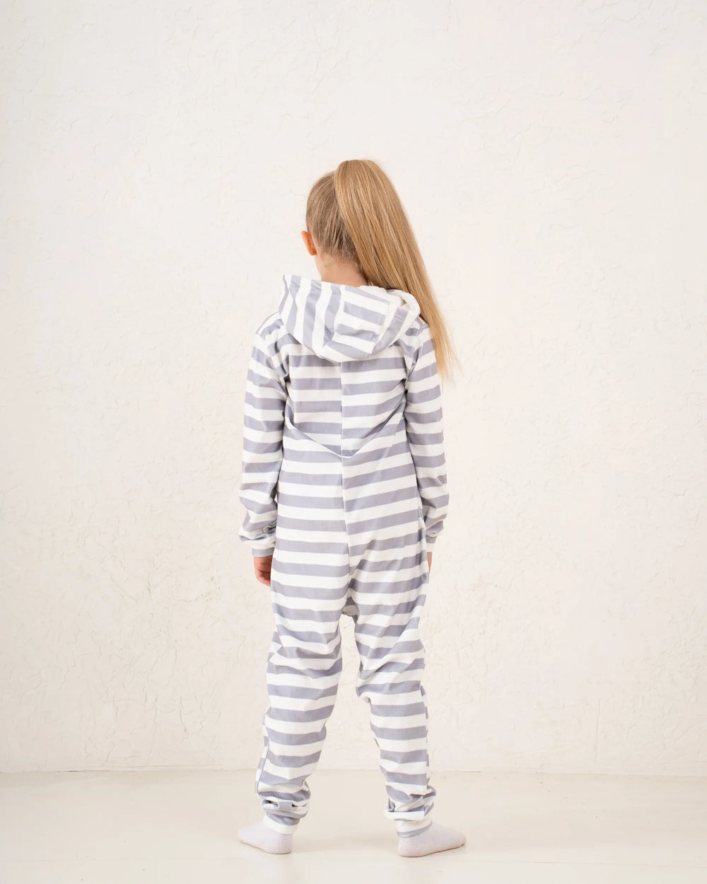 Stripe Fleece Hooded Pajama Onesie - Venti