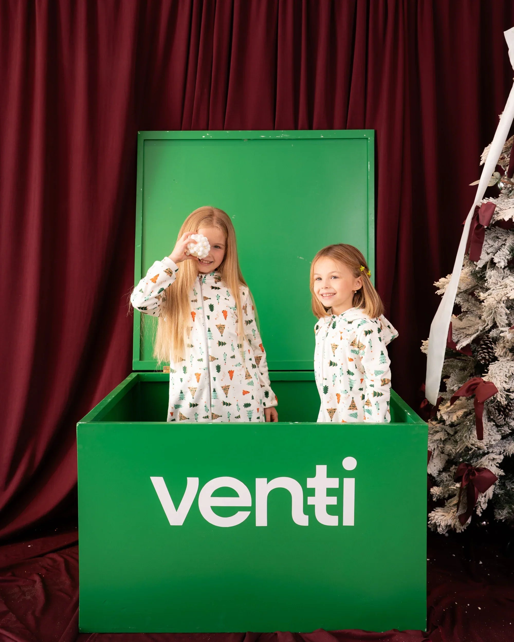 X-Mas Trees Printed Fleece Onesie - Venti