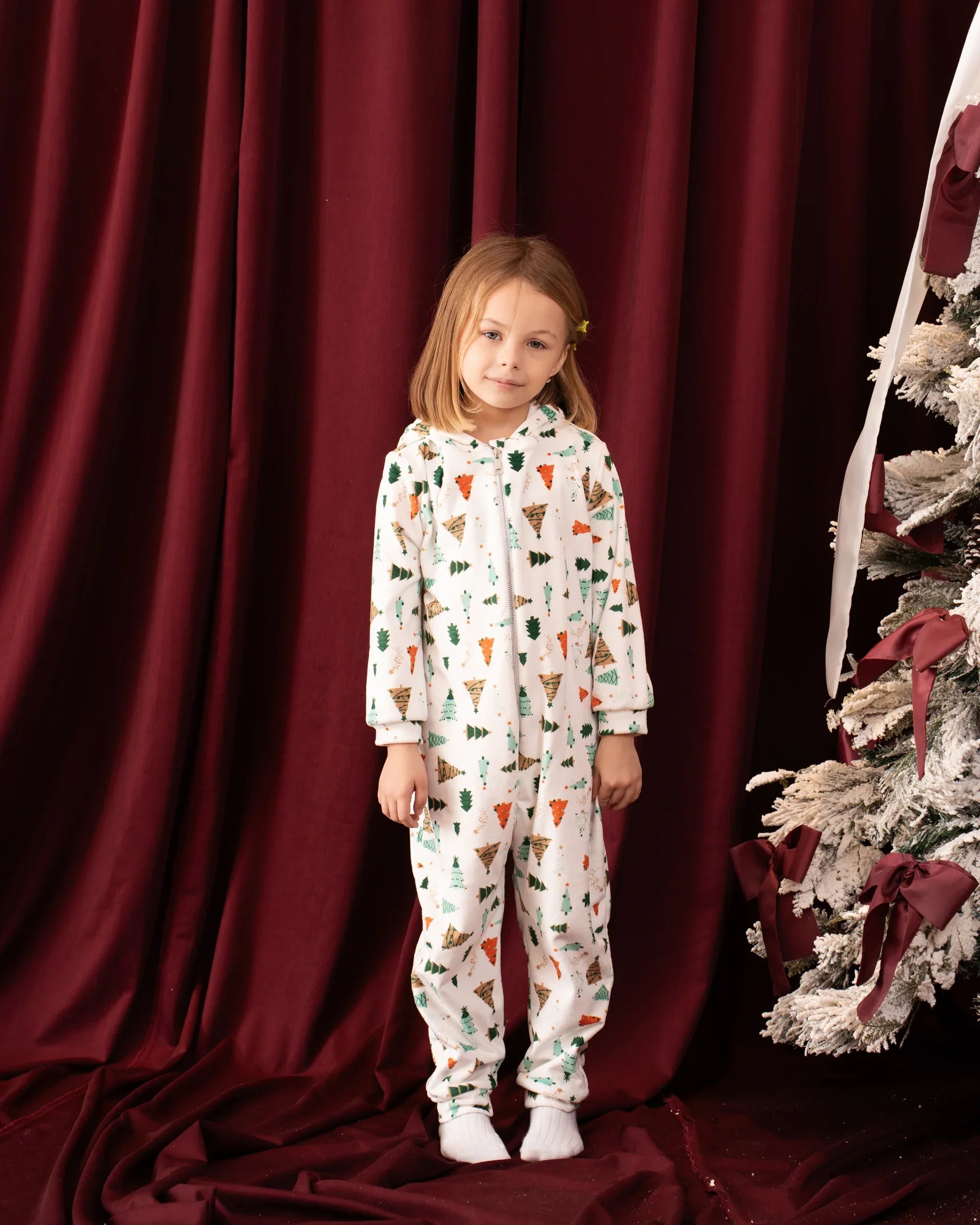 X-Mas Trees Printed Fleece Onesie - Venti