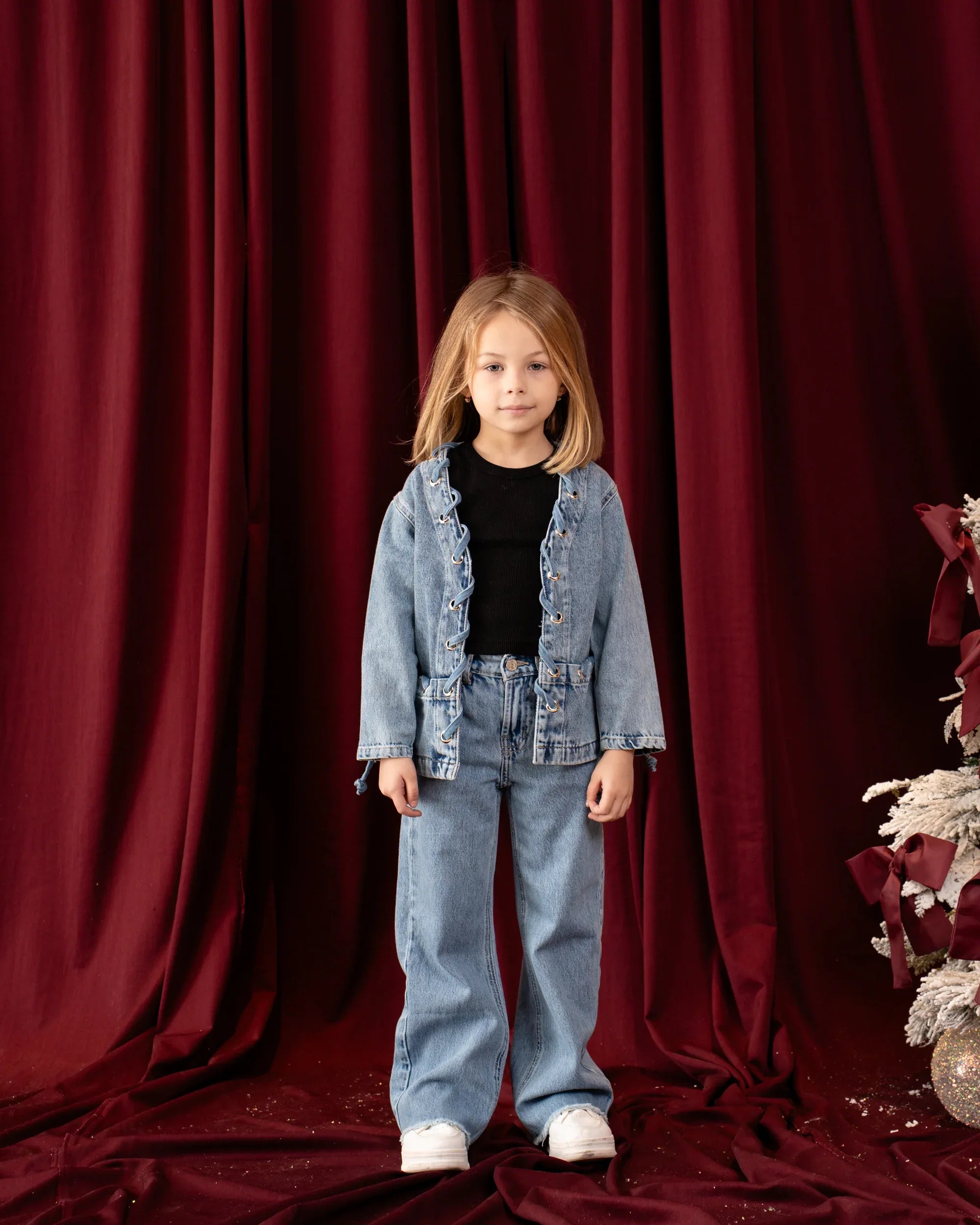 Girls Statement Eyelet-Detail Denim Jacket - Venti