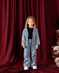 Girls Statement Eyelet-Detail Denim Jacket - Venti