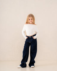 Girl denim pants lace detail - Venti