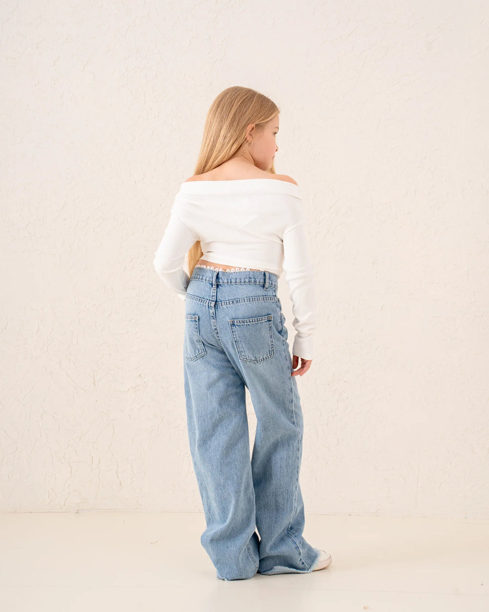 Girl denim pants lace detail - Venti