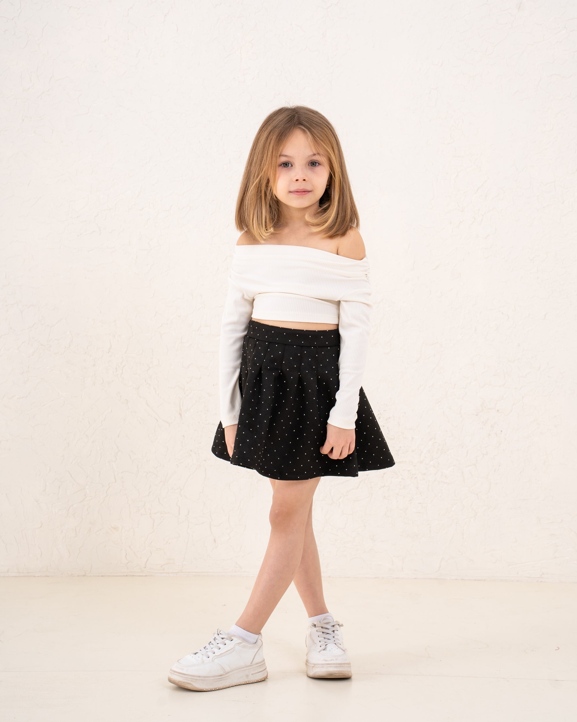 Girl suede pleats skirt