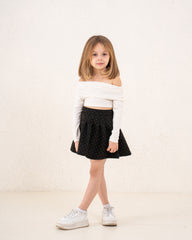 Girl suede pleats skirt