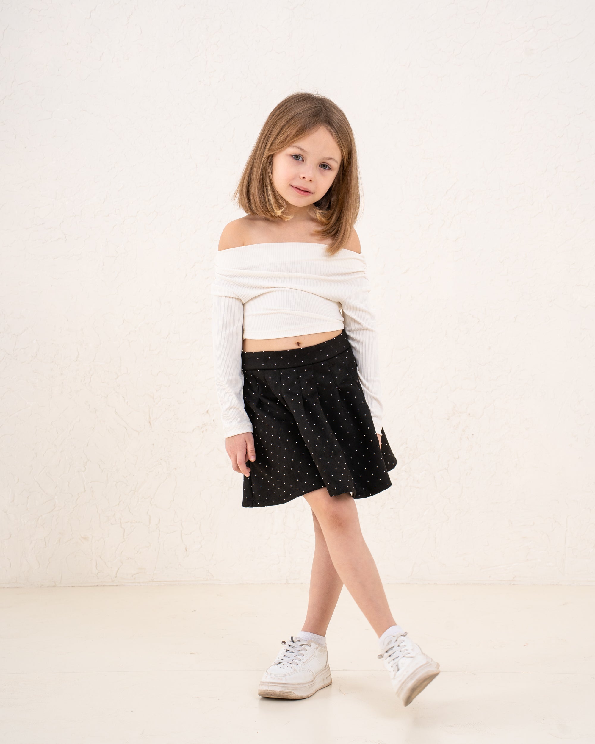 Girl suede pleats skirt