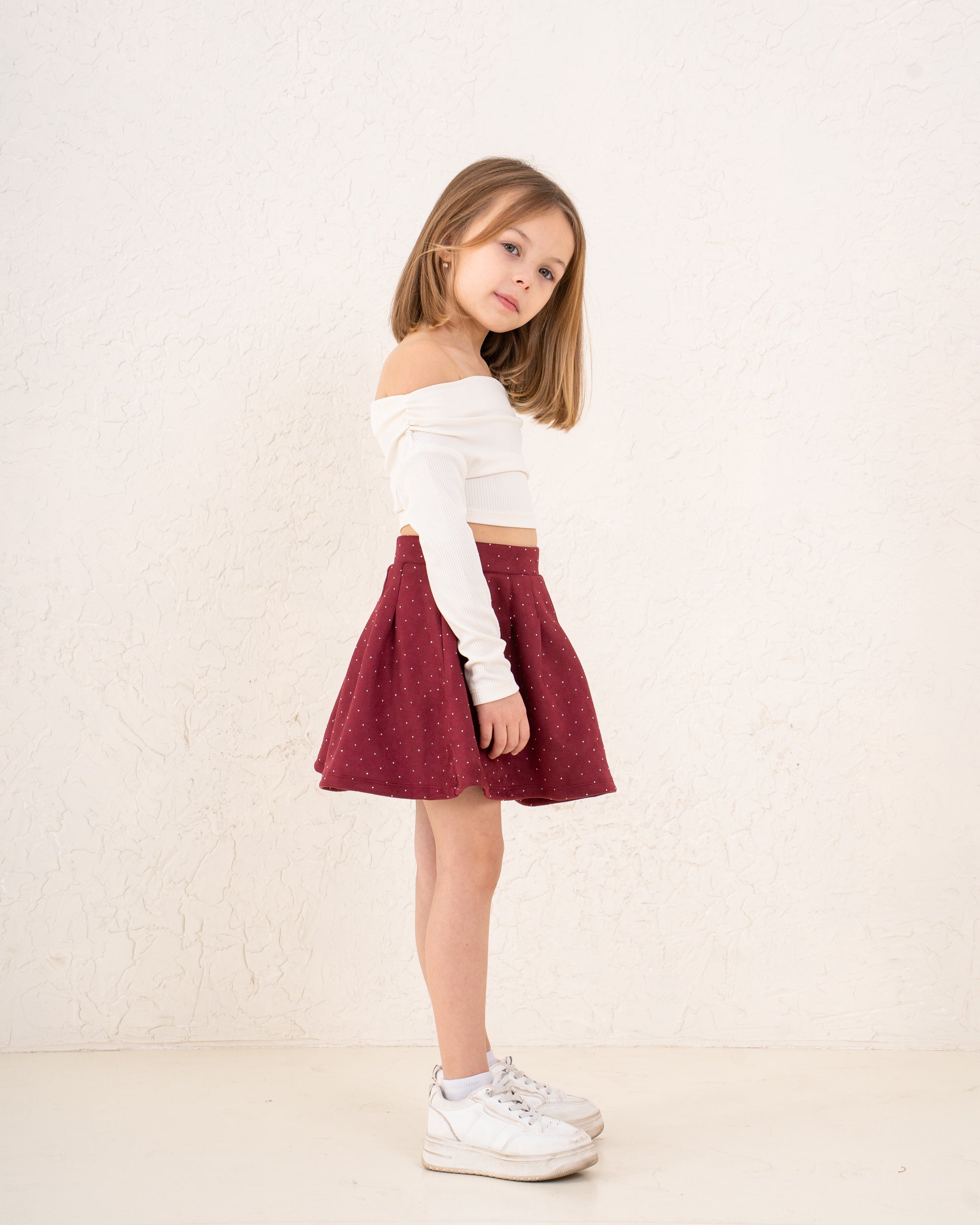 Girl suede pleats skirt
