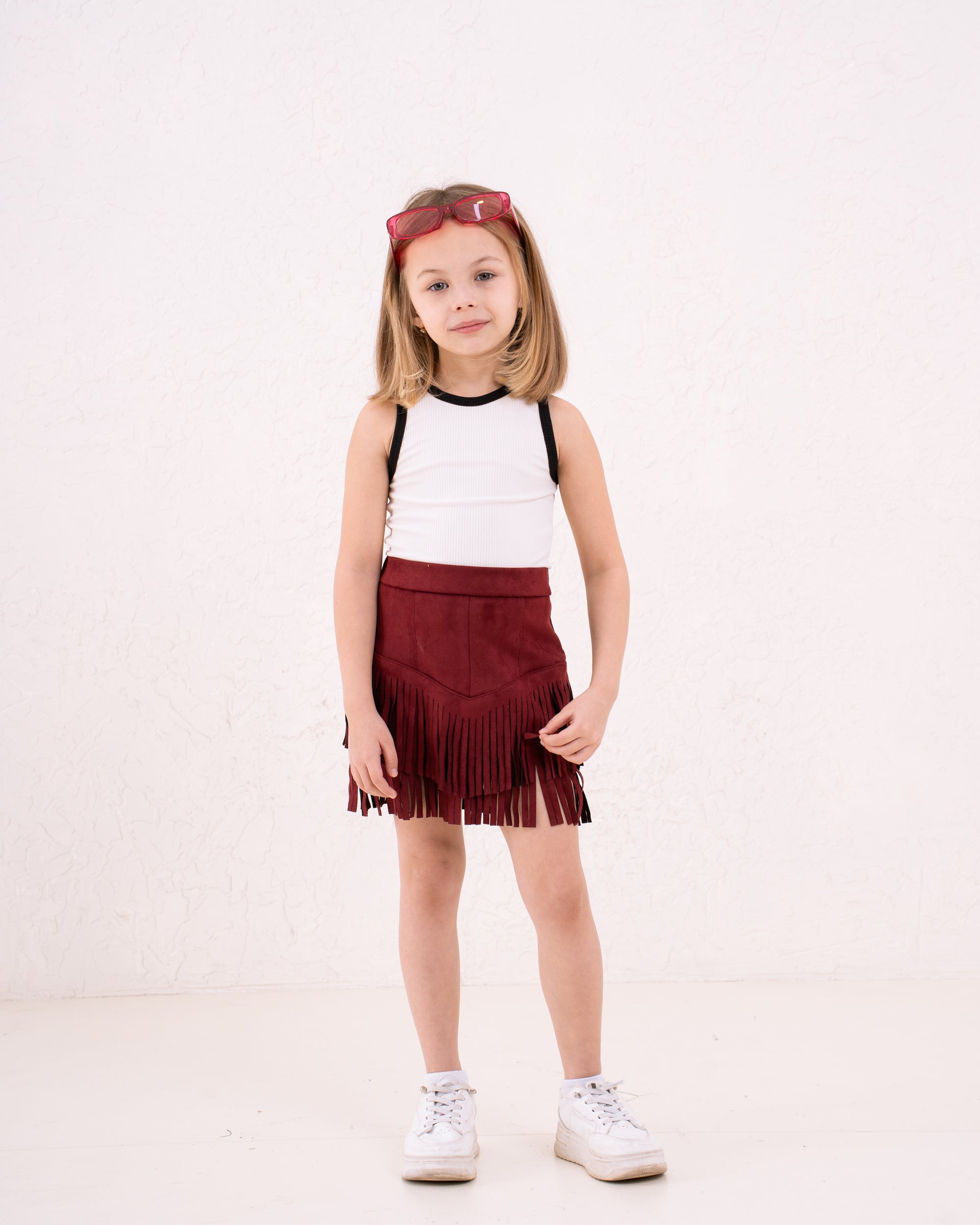 Girl fringed suede Skirt
