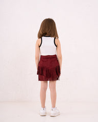 Girl fringed suede Skirt