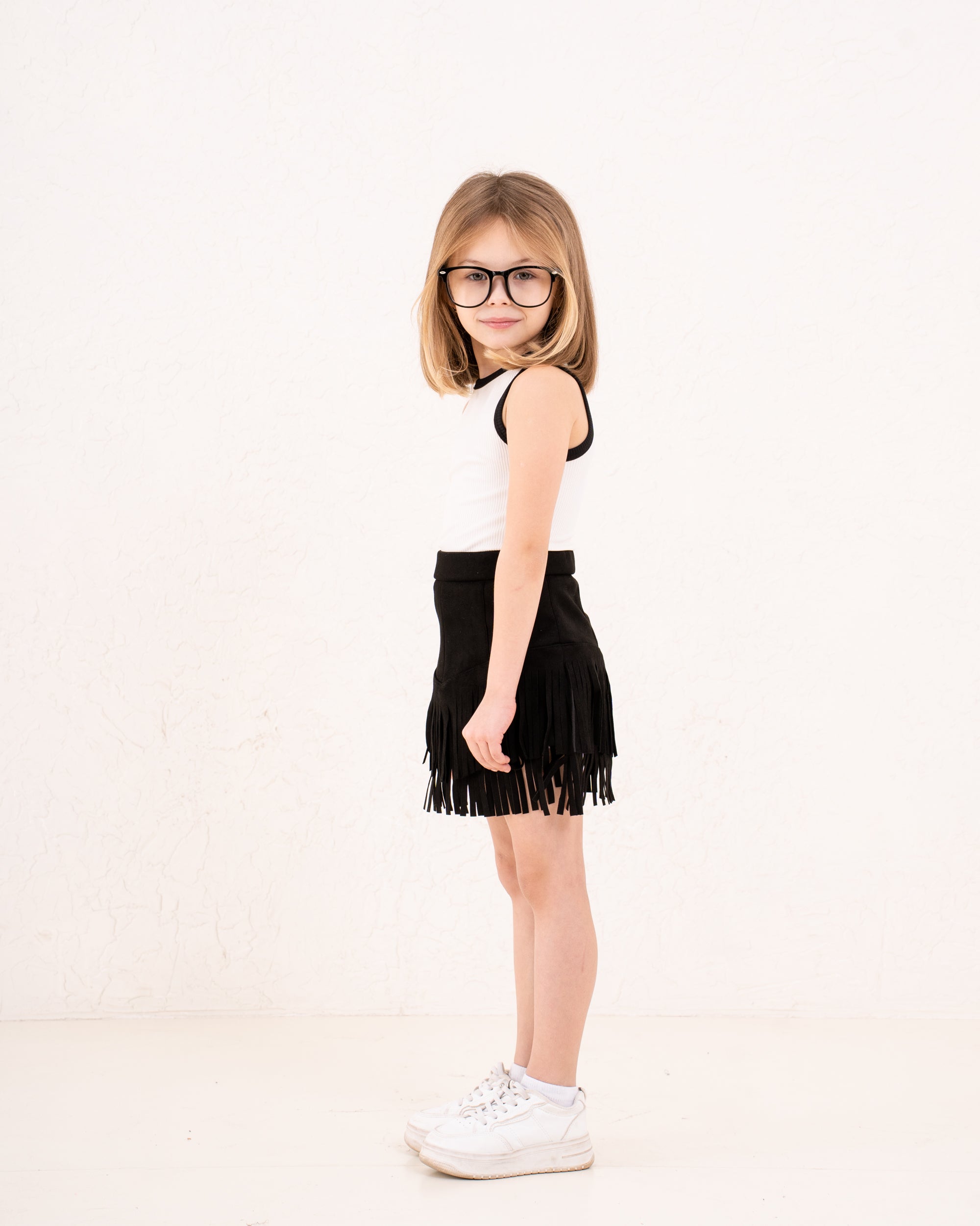 Girl fringed suede Skirt