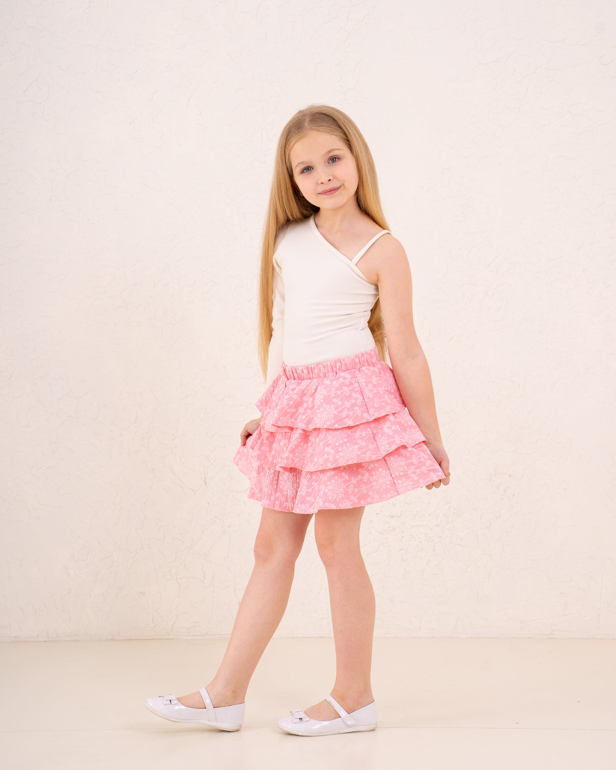 Girl Marina ruffles printed skirt