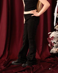 Zip-Front Suede Flare Pants