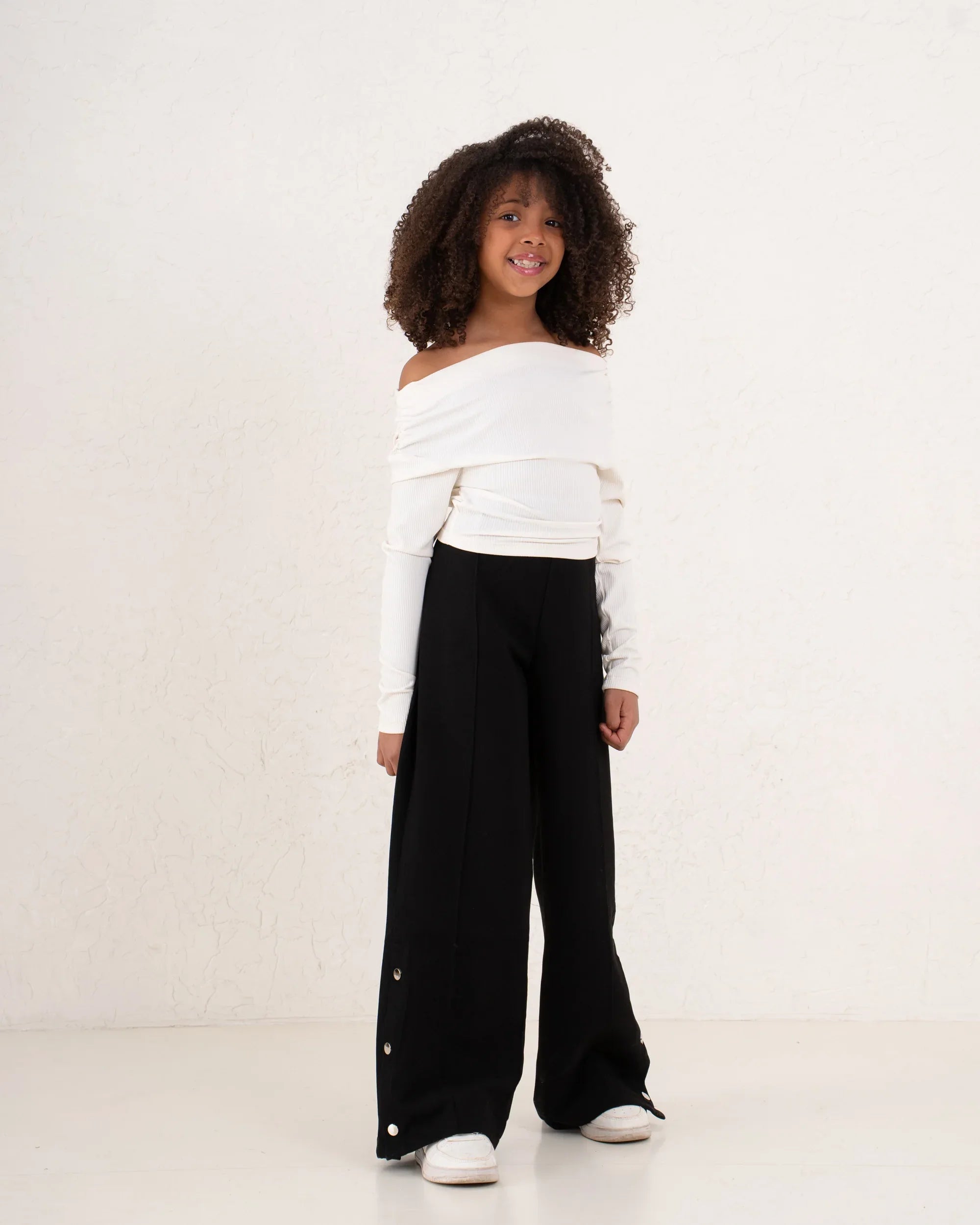 Girl suede pants button details - Venti