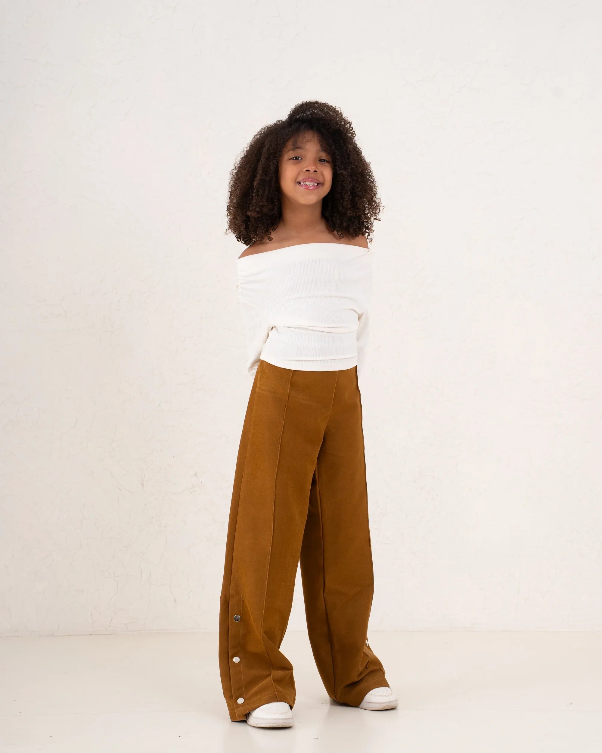 Girl suede pants button details - Venti