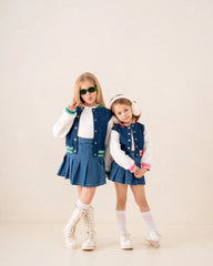 Girl denim and fur college jacket - Venti