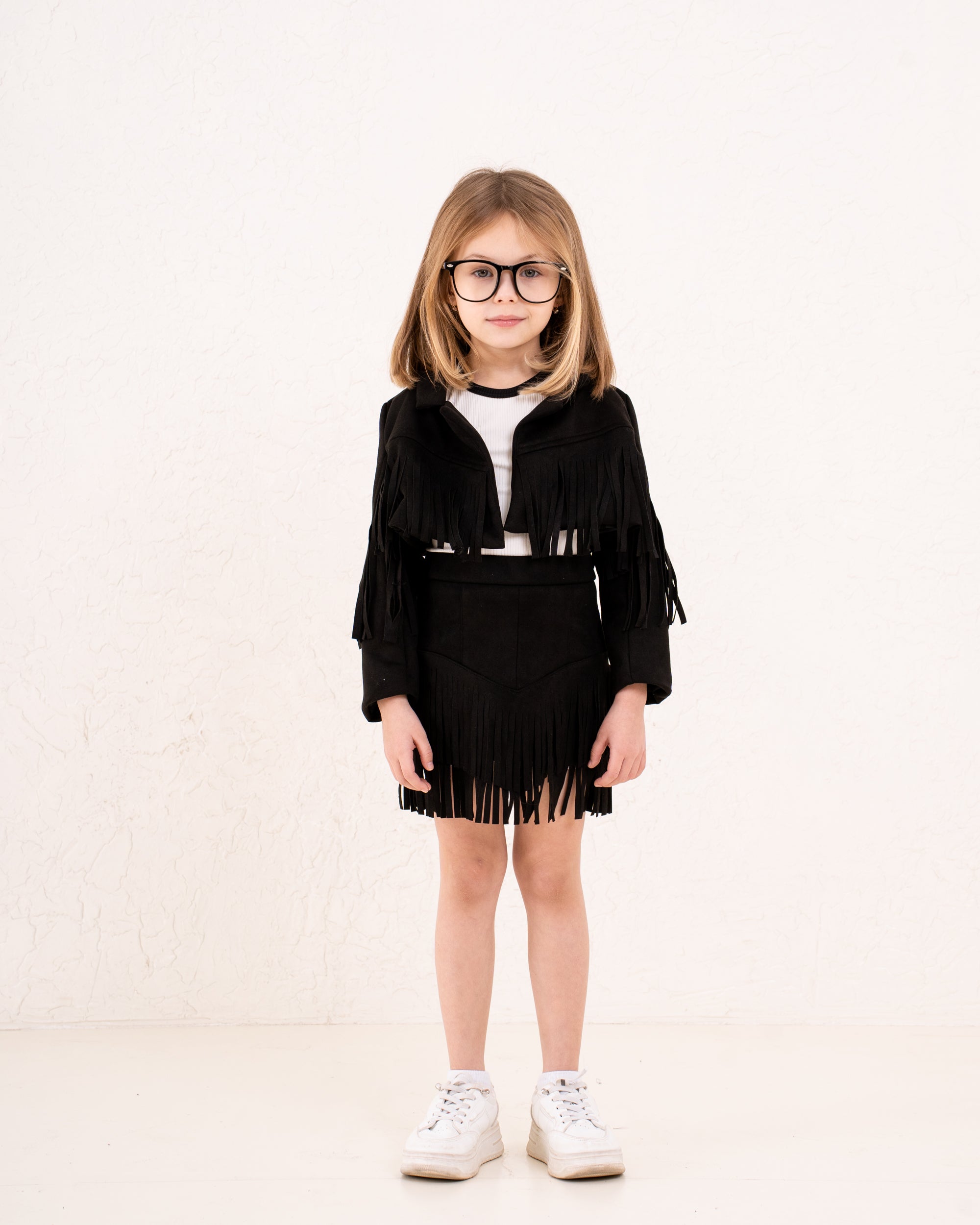 Girl fringed suede Skirt