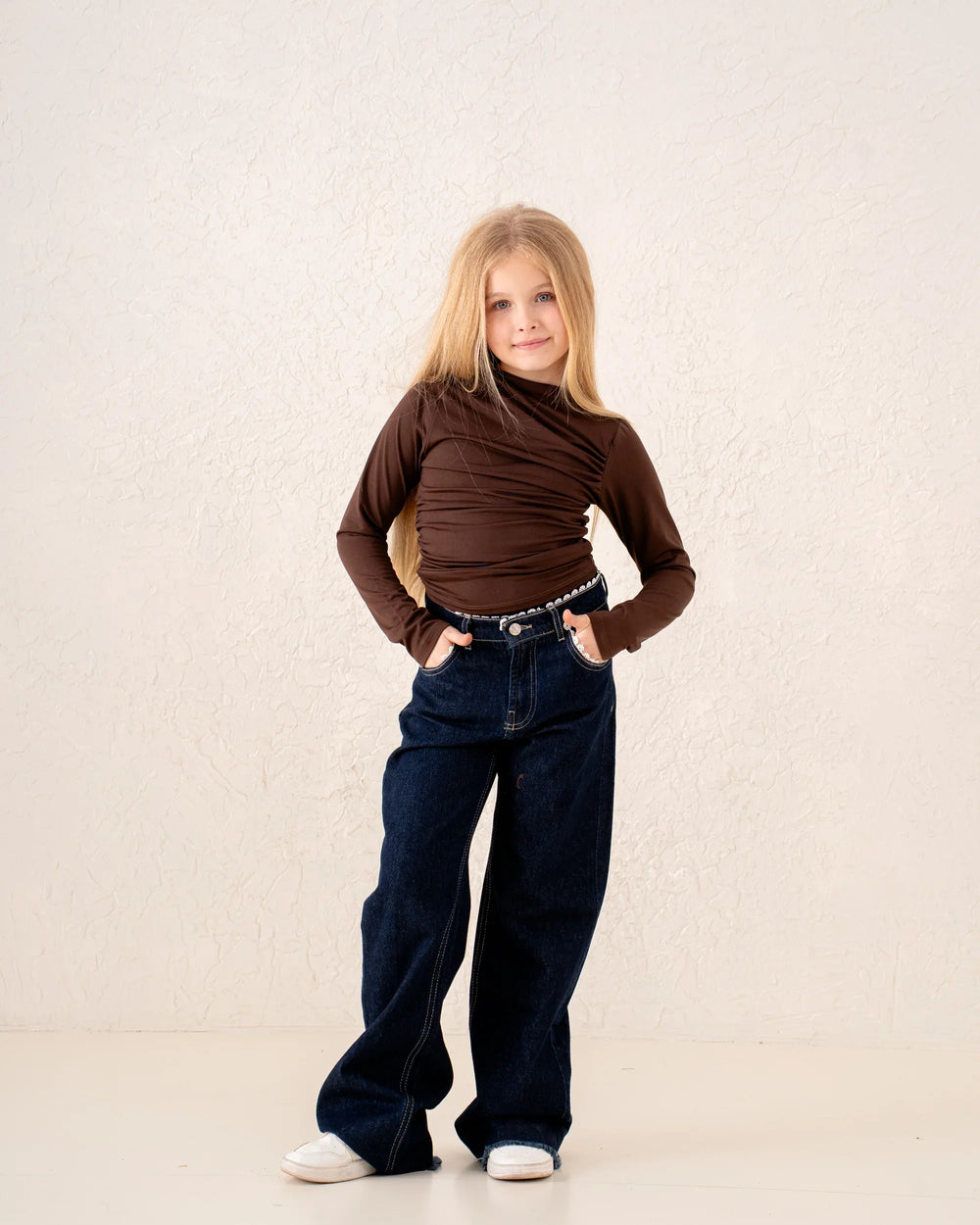 Girl polyamide drapped top - Venti