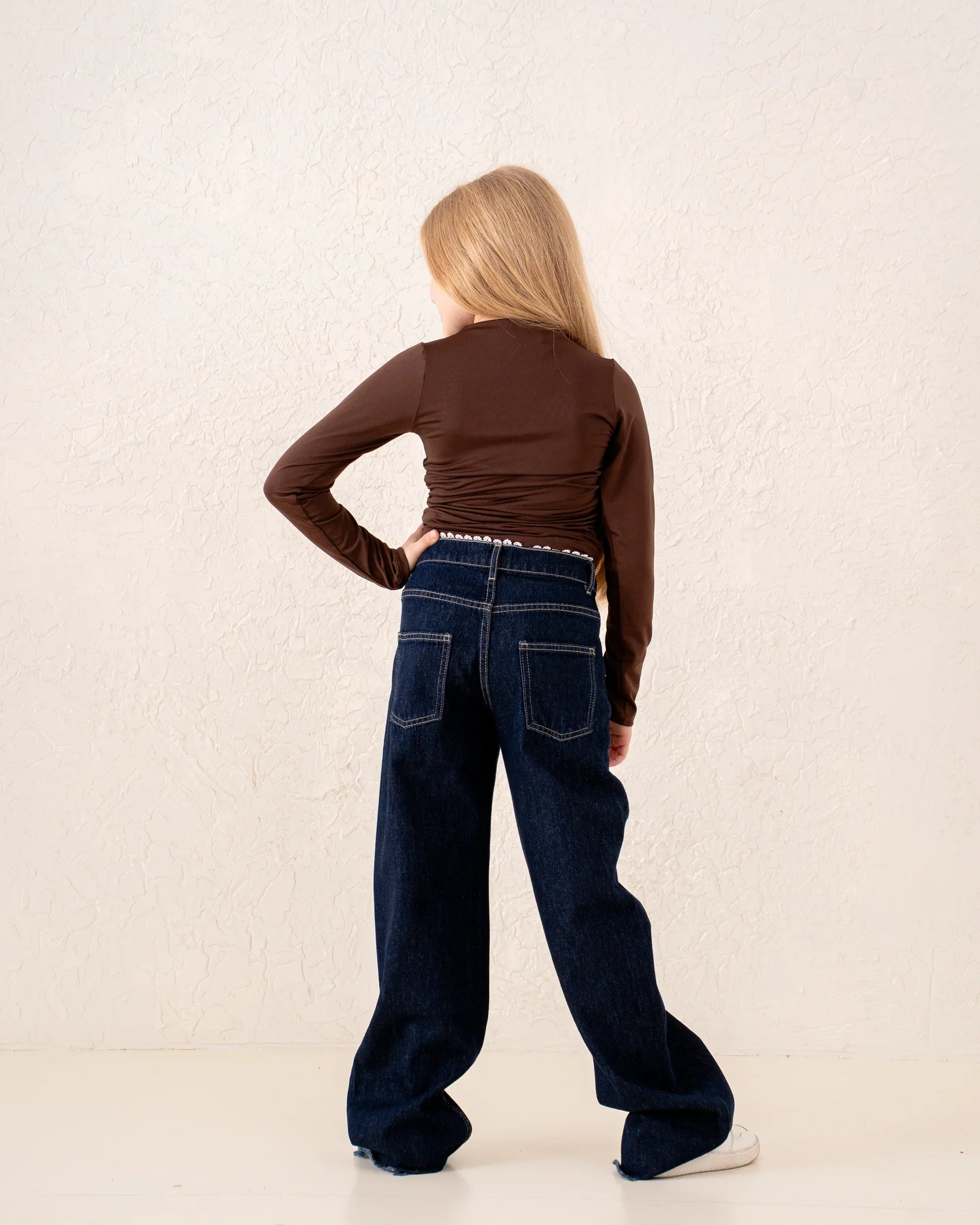 Girl polyamide drapped top - Venti