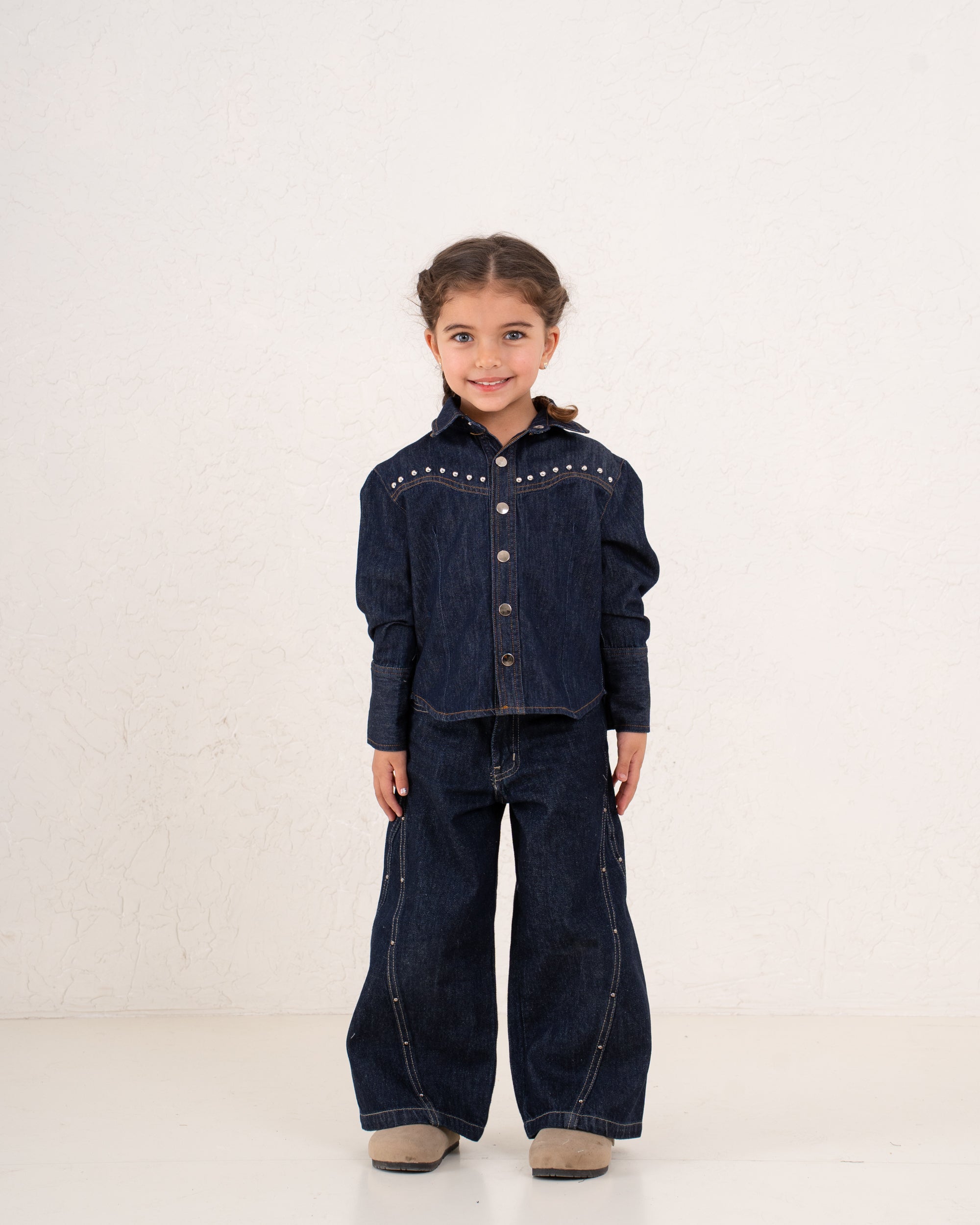 Girl denim studded shirt