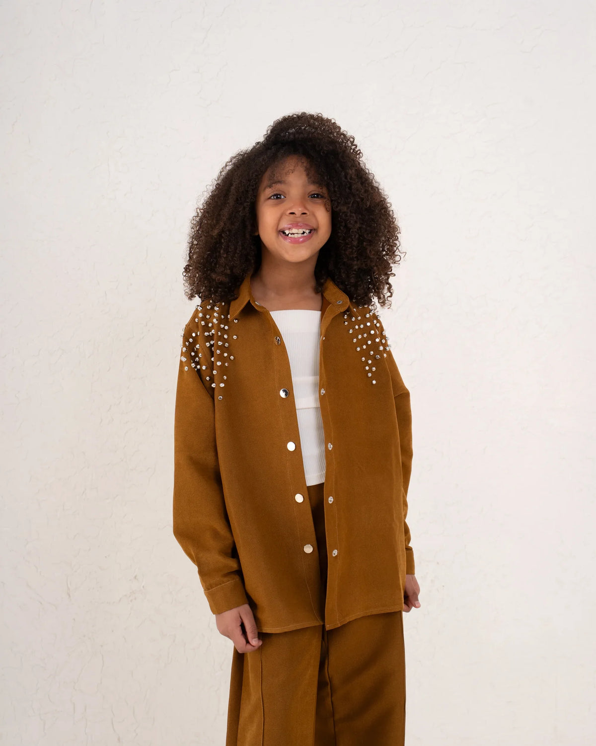 Girl suede embellished shirt - Venti