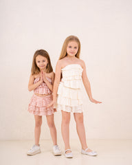 Girls ruffle strapless skirt