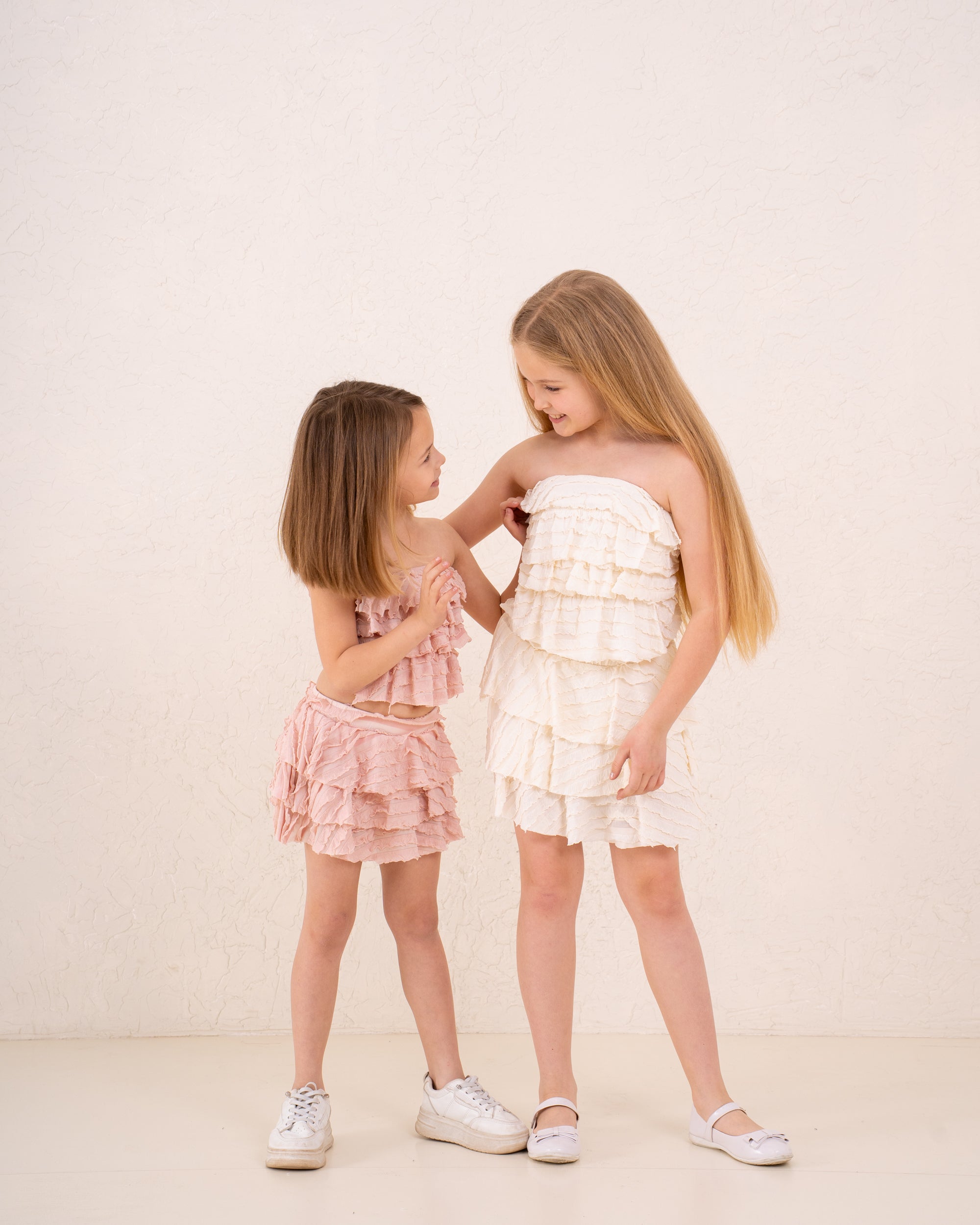 Girls ruffle strapless skirt