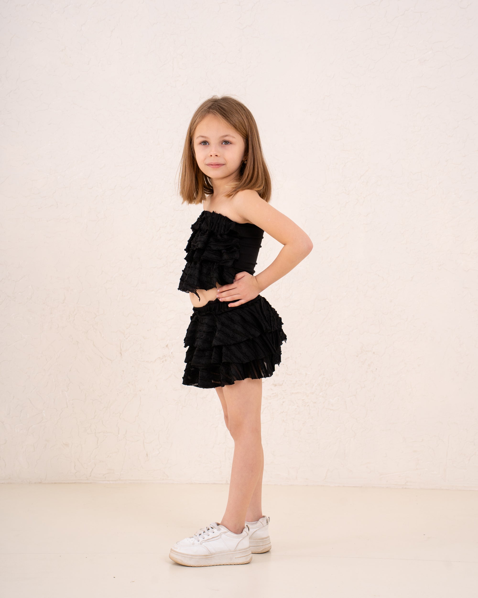 Girls ruffle strapless skirt