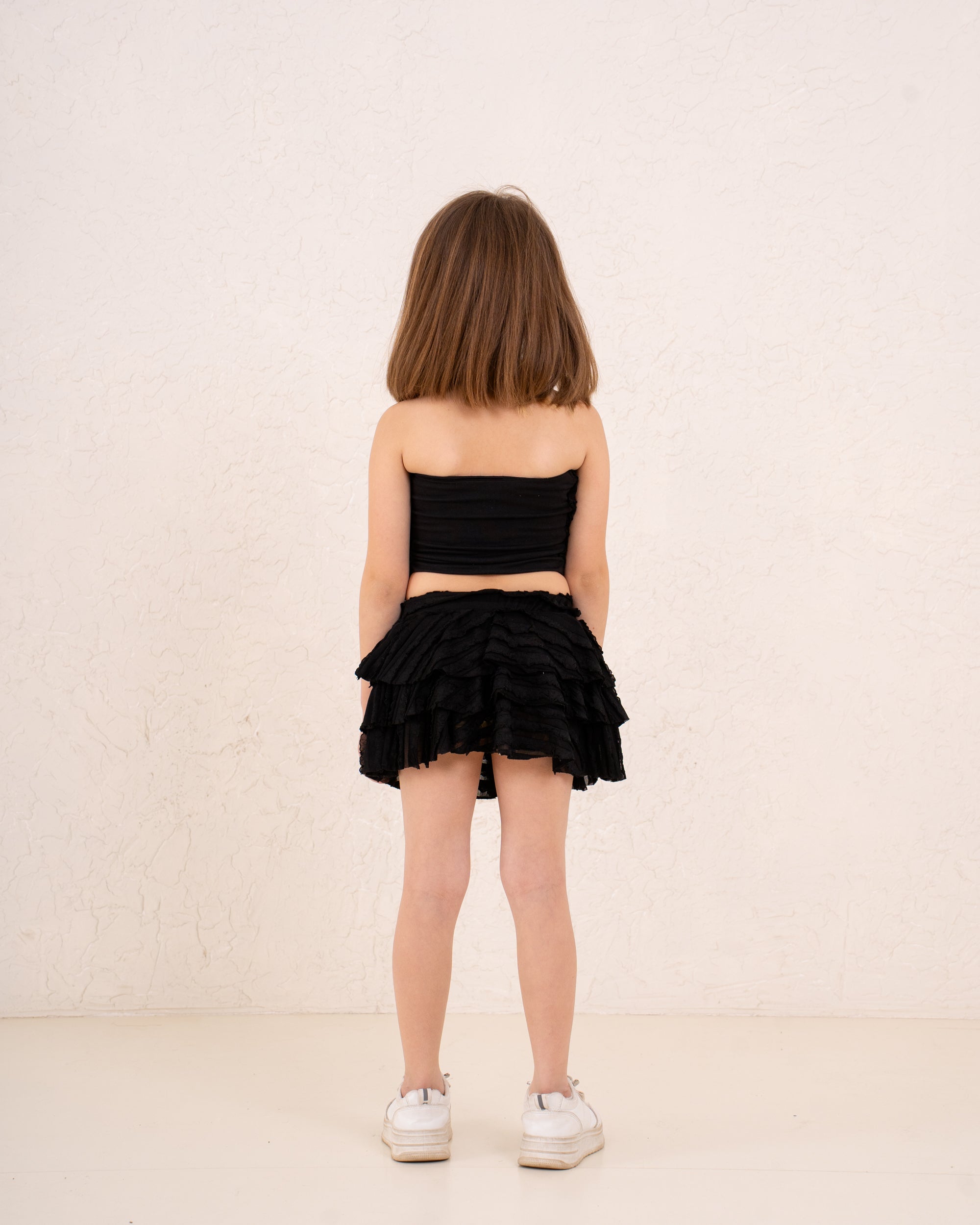 Girls ruffle strapless skirt